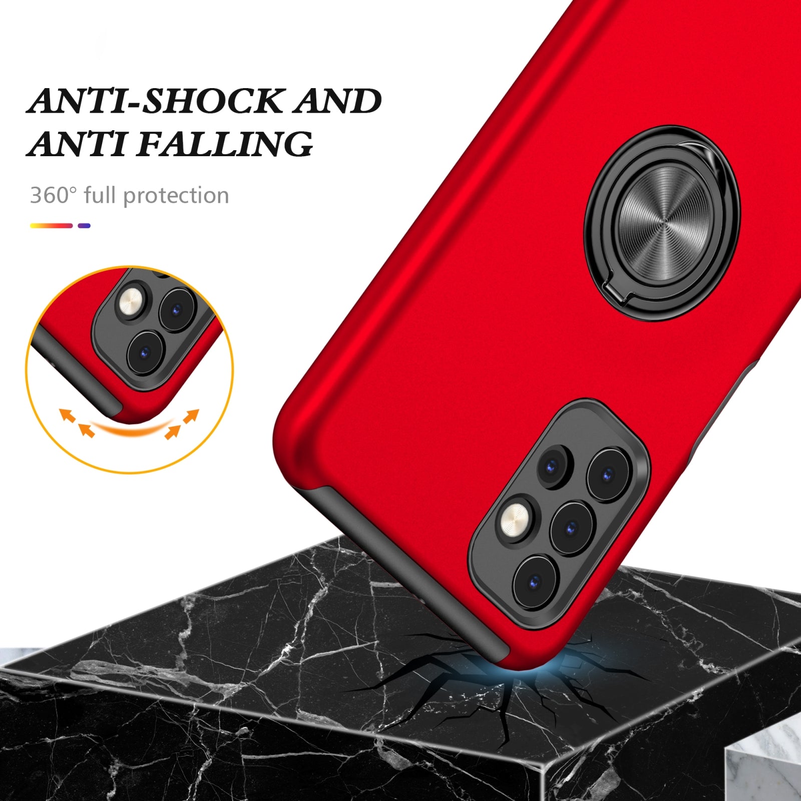 For Samsung Galaxy A26 5G Dual Layer Invisible Ring Case Red