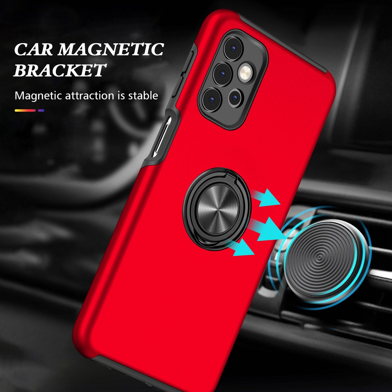 For Samsung Galaxy A26 5G Dual Layer Invisible Ring Case Red
