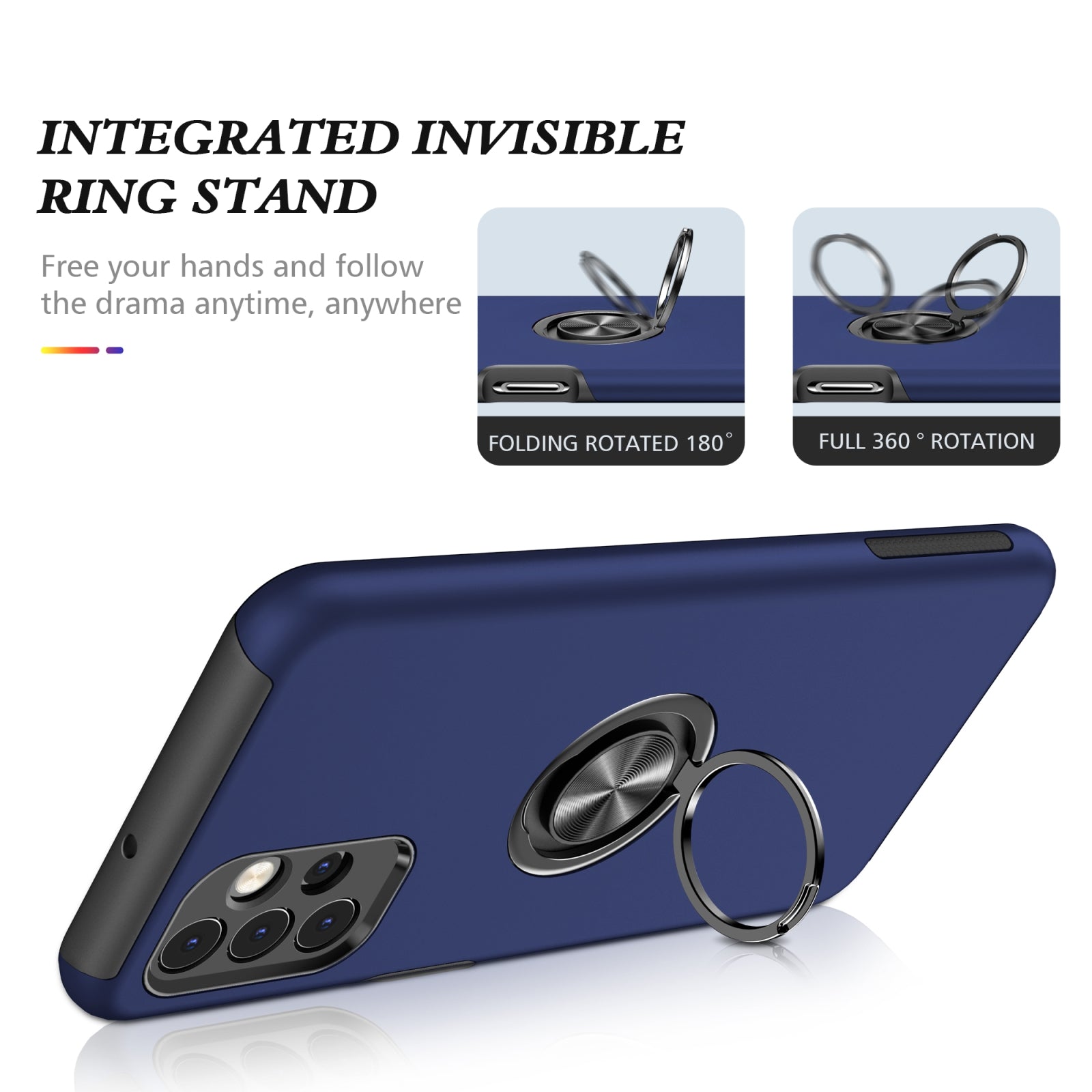 For Samsung Galaxy A26 5G Dual Layer Invisible Ring Case Blue