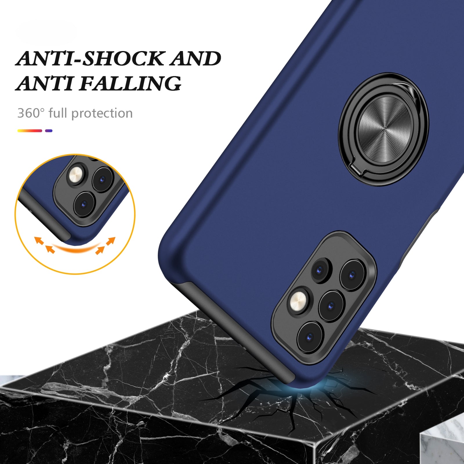 For Samsung Galaxy A26 5G Dual Layer Invisible Ring Case Blue