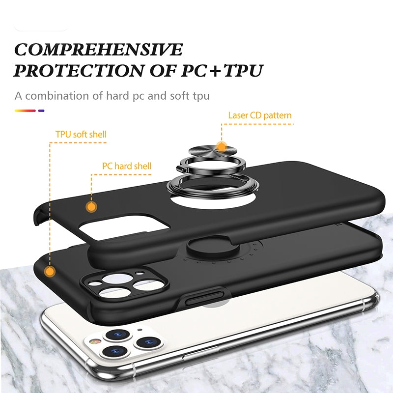 For Apple iPhone 11 Pro Max Dual Layer Invisible Ring Case Black