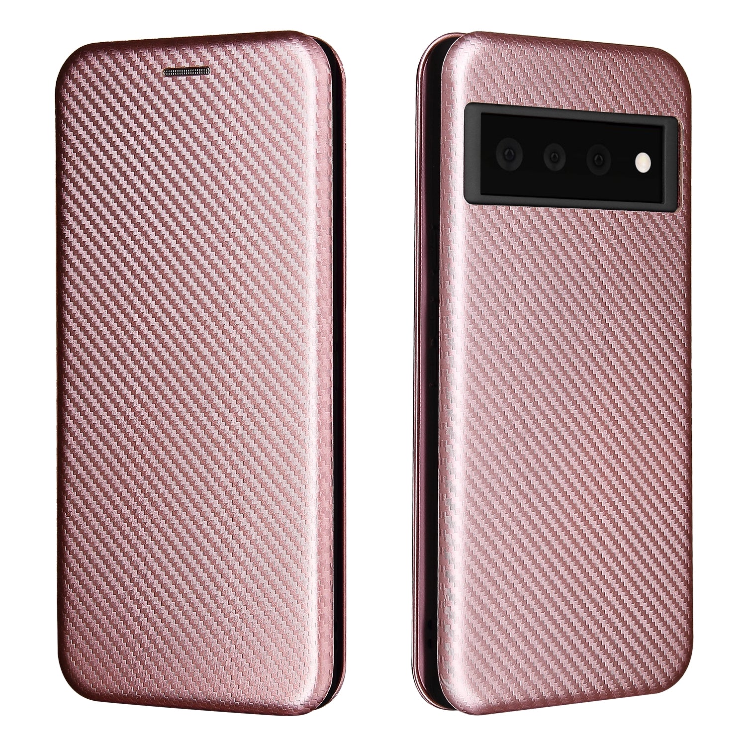 For Google Pixel 6 Pro Carbon Fiber Wallet Case Pink-www.firsthelptech.ie