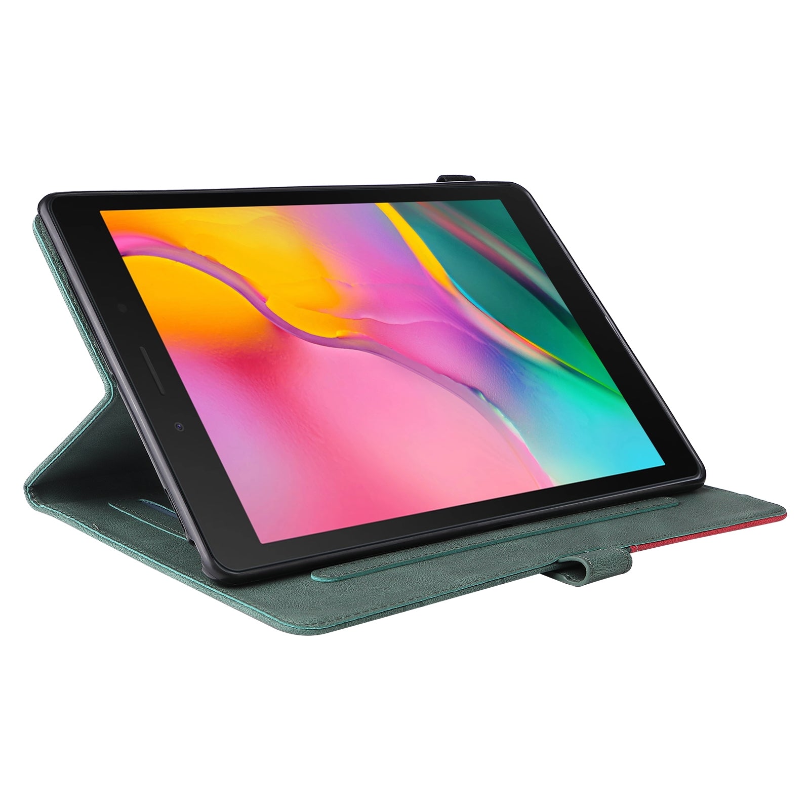 For Samsung Galaxy Tab A 8.0 2019 Dual-color Splicing Horizontal Flip PU Leather Case with Holder & Card Slots Green