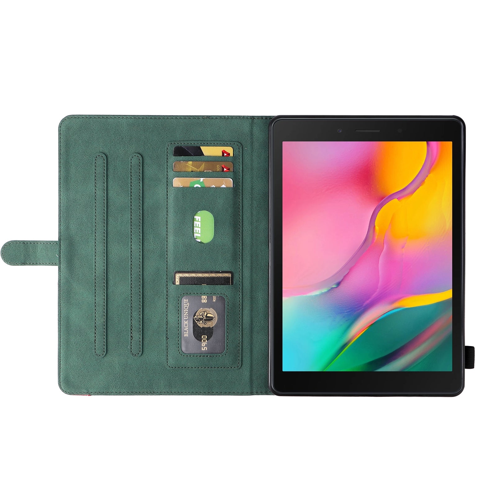 For Samsung Galaxy Tab A 8.0 2019 Dual-color Splicing Horizontal Flip PU Leather Case with Holder & Card Slots Green