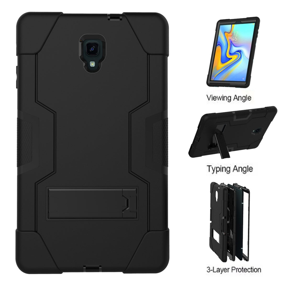 For Samsung Galaxy Tab A 10.5" (T590) Hard Case Survivor with Stand - Black