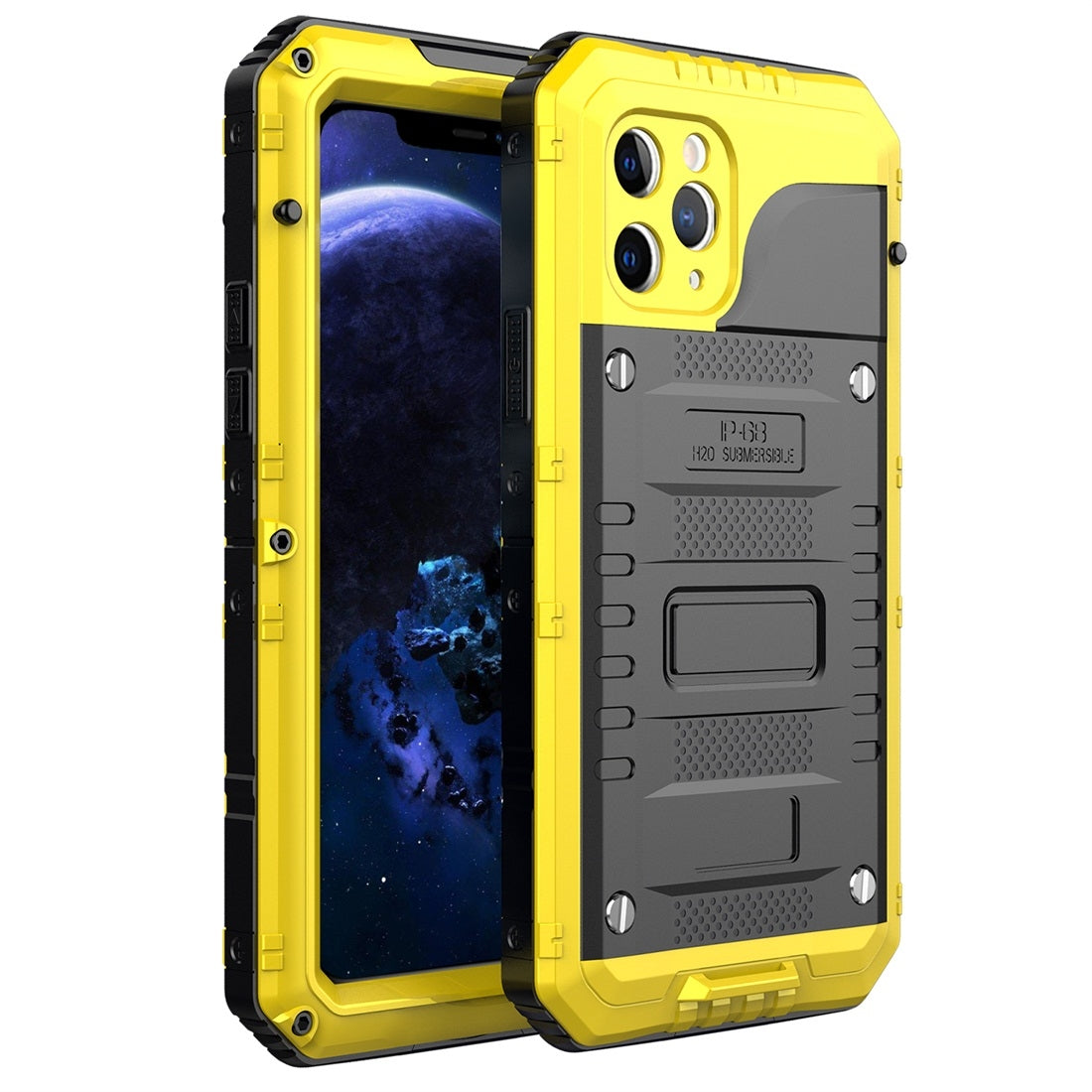 For Apple iPhone 11 Pro Shockproof Waterproof + Metal Protective Case Yellow