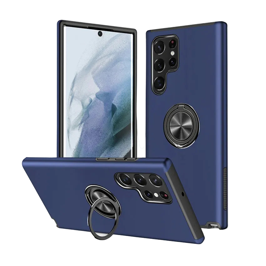 For Samsung Galaxy S26 Ultra Dual Layer Invisible Ring Case Blue