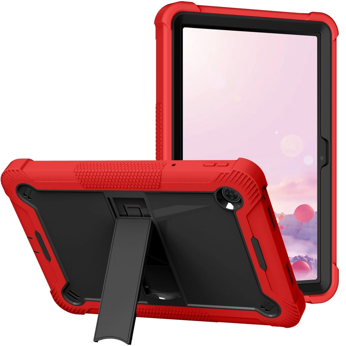 For TCL Tab 10 5G Shockproof Silicone Hybrid PC Tablet Case with Holder Black