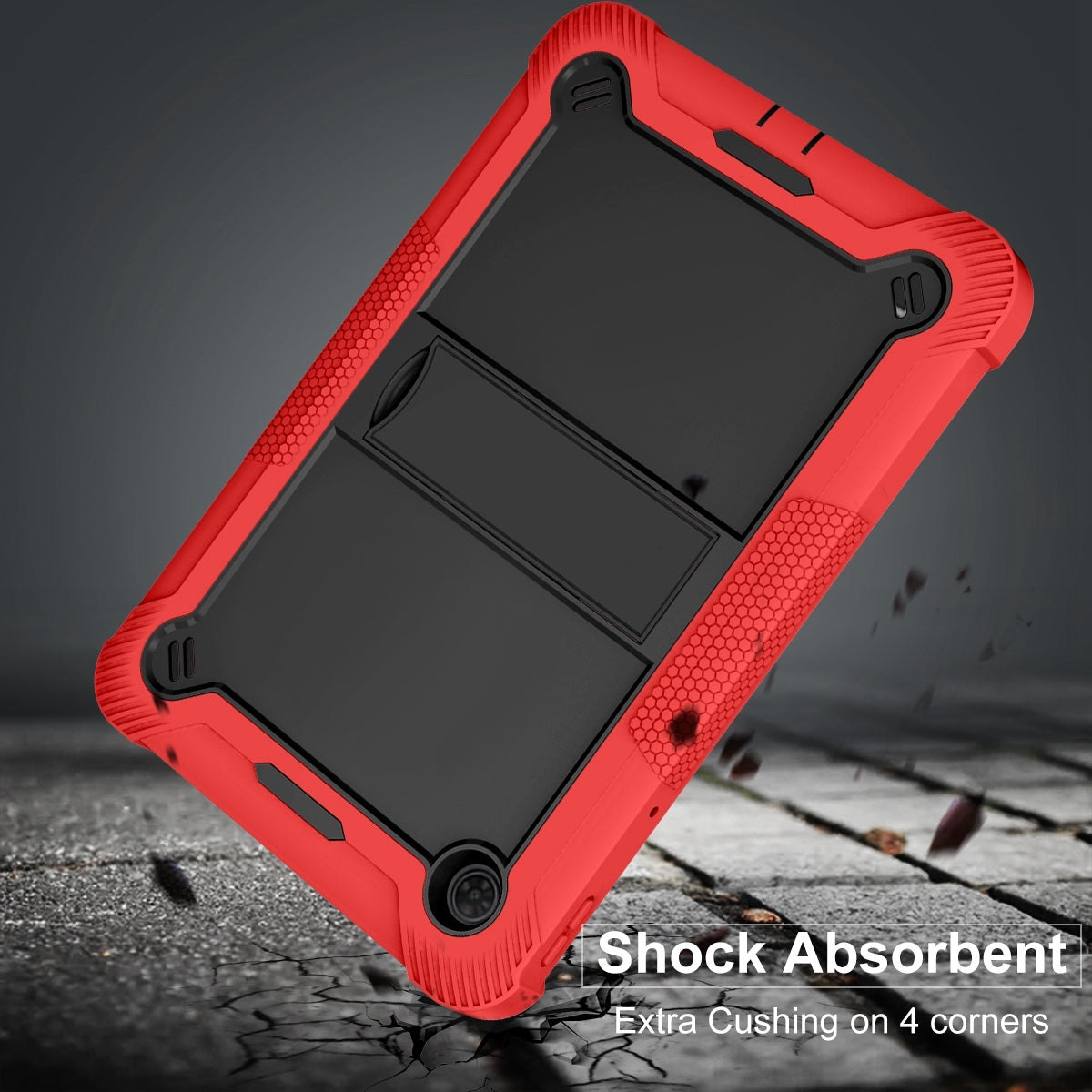 For TCL Tab 10 5G Shockproof Silicone Hybrid PC Tablet Case with Holder Black