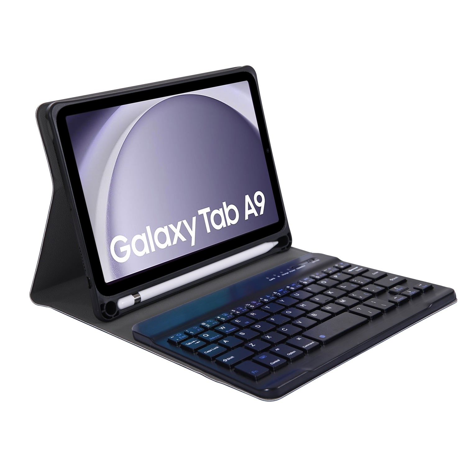 For Samsung Galaxy Tab A9 SM-X110 / SM-X115 Bluetooth Wireless Keyboard Wallet Case Black