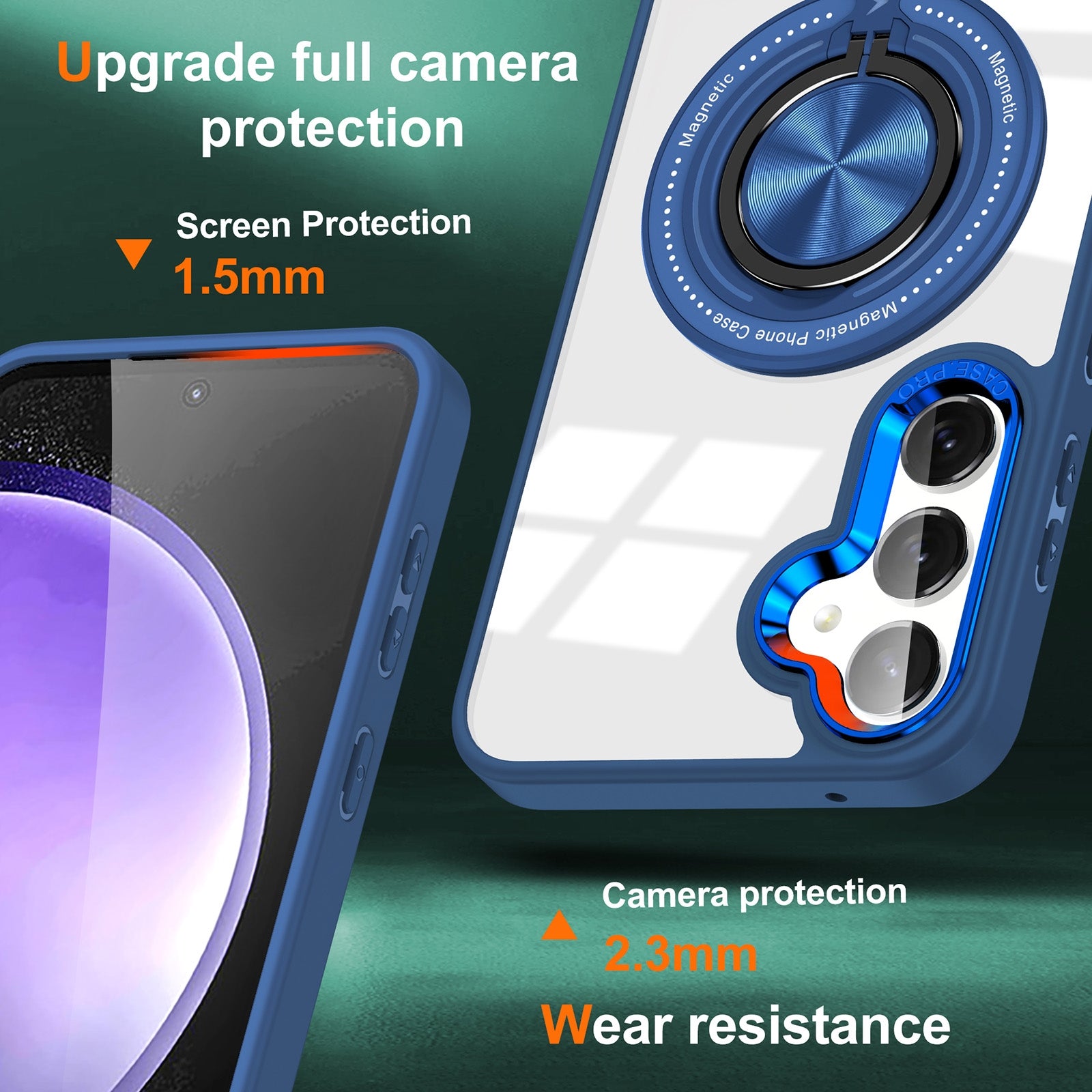 For Samsung Galaxy S25/ S24 Magsafe Invisible Ring Case Blue