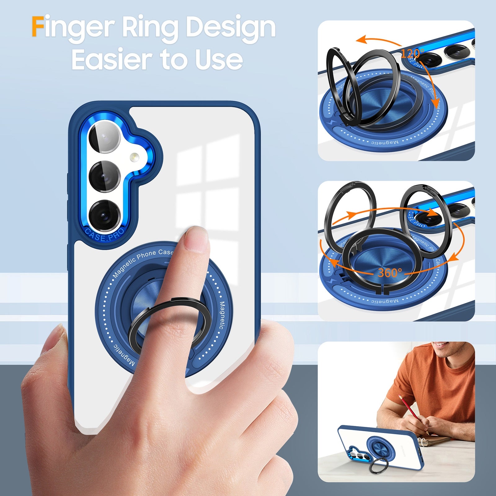 For Samsung Galaxy S25/ S24 Magsafe Invisible Ring Case Blue