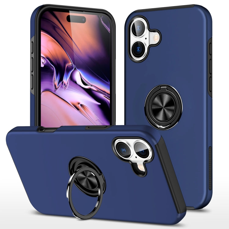 For Apple iPhone 16 Dual Layer Invisible Ring Case Blue