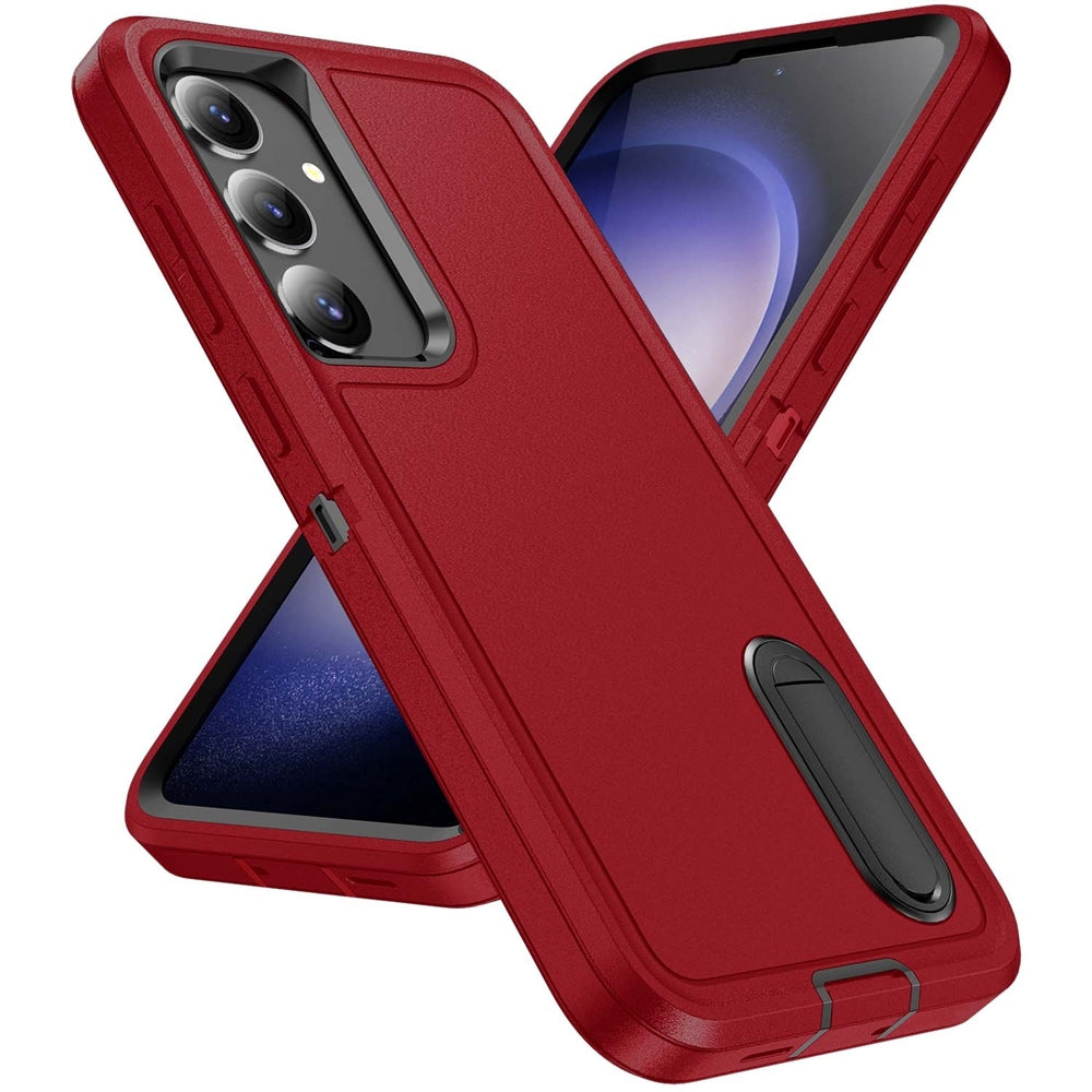 For Samsung Galaxy S25 Plus / S24 Plus Triple Defender with Stander Case Red