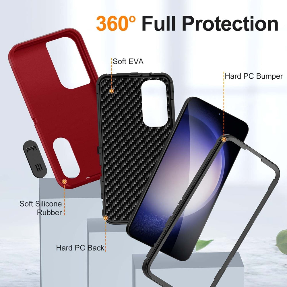 For Samsung Galaxy S25 Plus / S24 Plus Triple Defender with Stander Case Red
