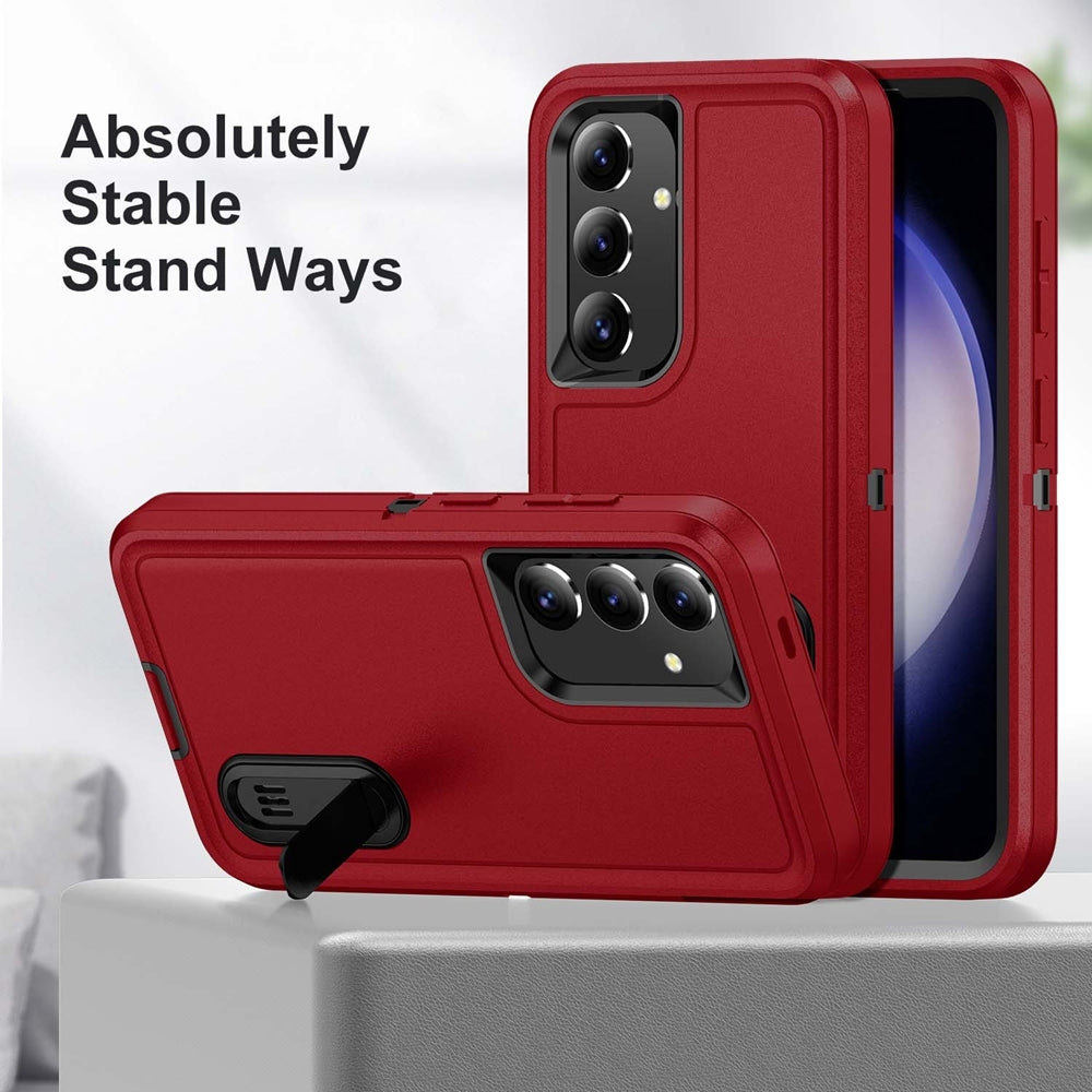 For Samsung Galaxy S25 Plus / S24 Plus Triple Defender with Stander Case Red