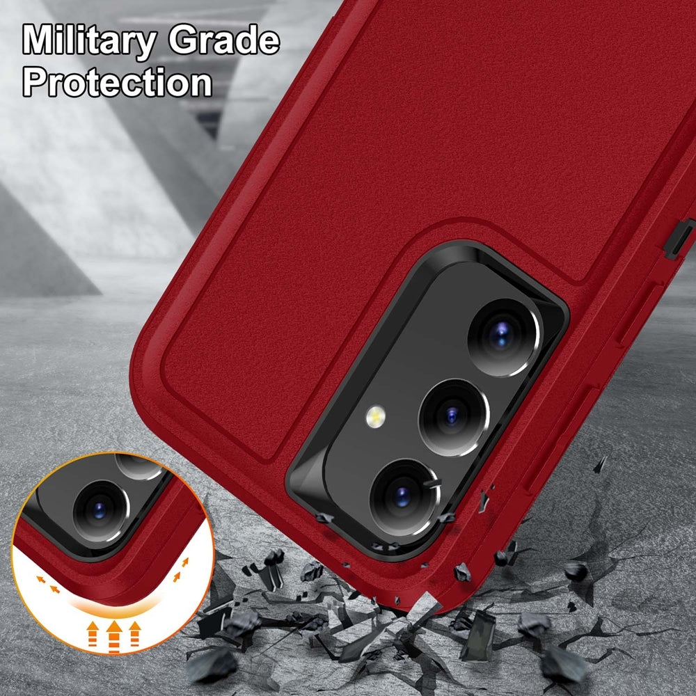 For Samsung Galaxy S25 Plus / S24 Plus Triple Defender with Stander Case Red