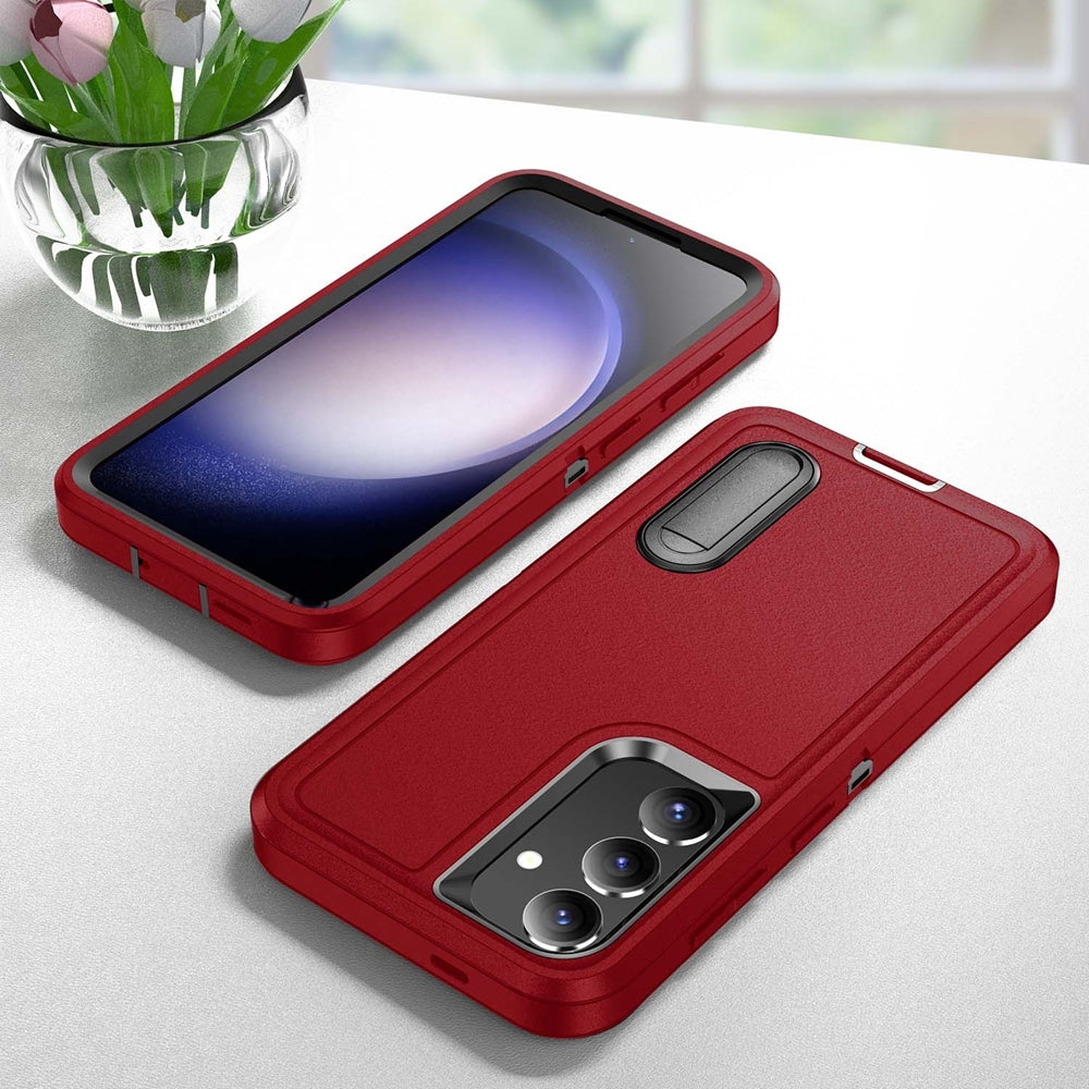 For Samsung Galaxy S25 Plus / S24 Plus Triple Defender with Stander Case Red