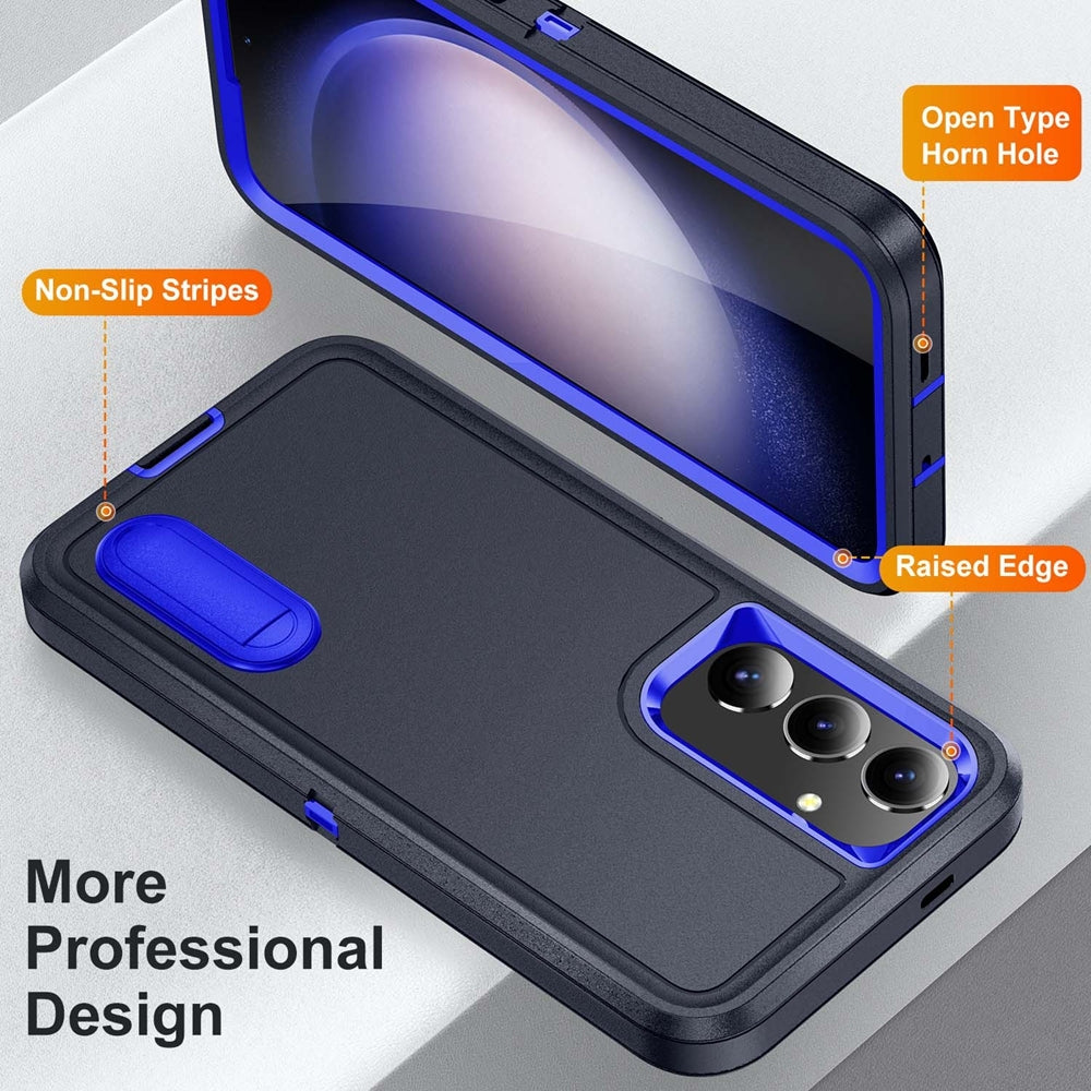 For Samsung Galaxy S25 Plus / S24 Plus Triple Defender with Stander Case Blue