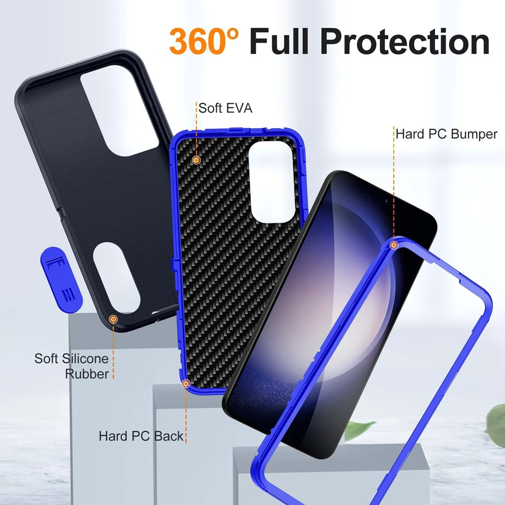 For Samsung Galaxy S25 Plus / S24 Plus Triple Defender with Stander Case Blue