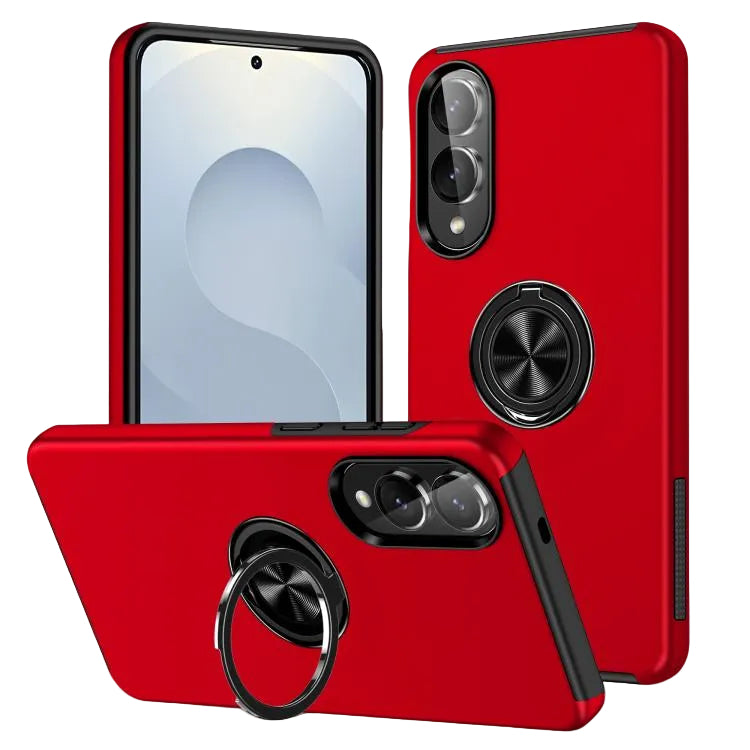 For Samsung Galaxy S25 Edge Dual Layer Invisible Ring Case Red