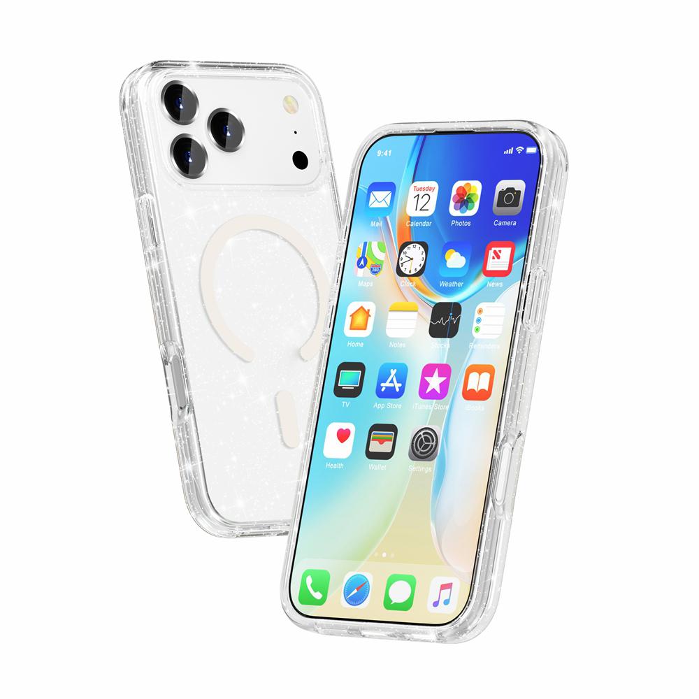 For Apple iPhone 17 Pro Terminator Magsafe Symmetry Design Case Glitter Clear