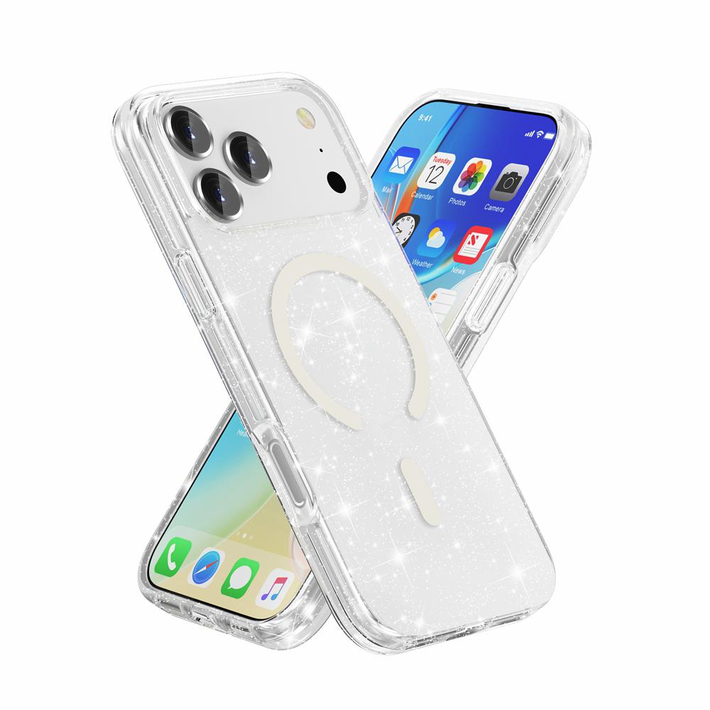 For Apple iPhone 17 Pro Terminator Magsafe Symmetry Design Case Glitter Clear