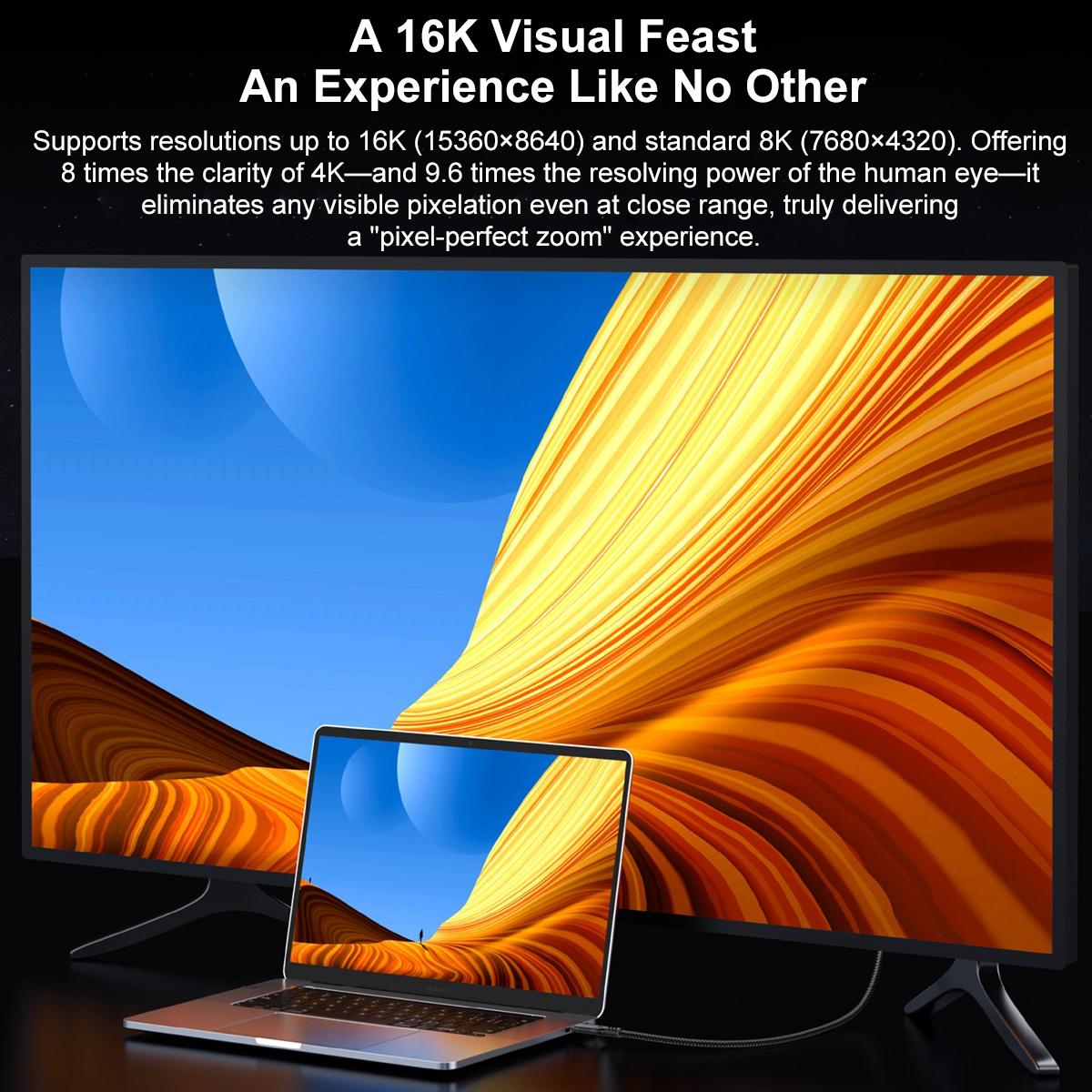 WG226 Type-C To Display Port 2.1 Adapter Cable With 16K Ultra HD Support