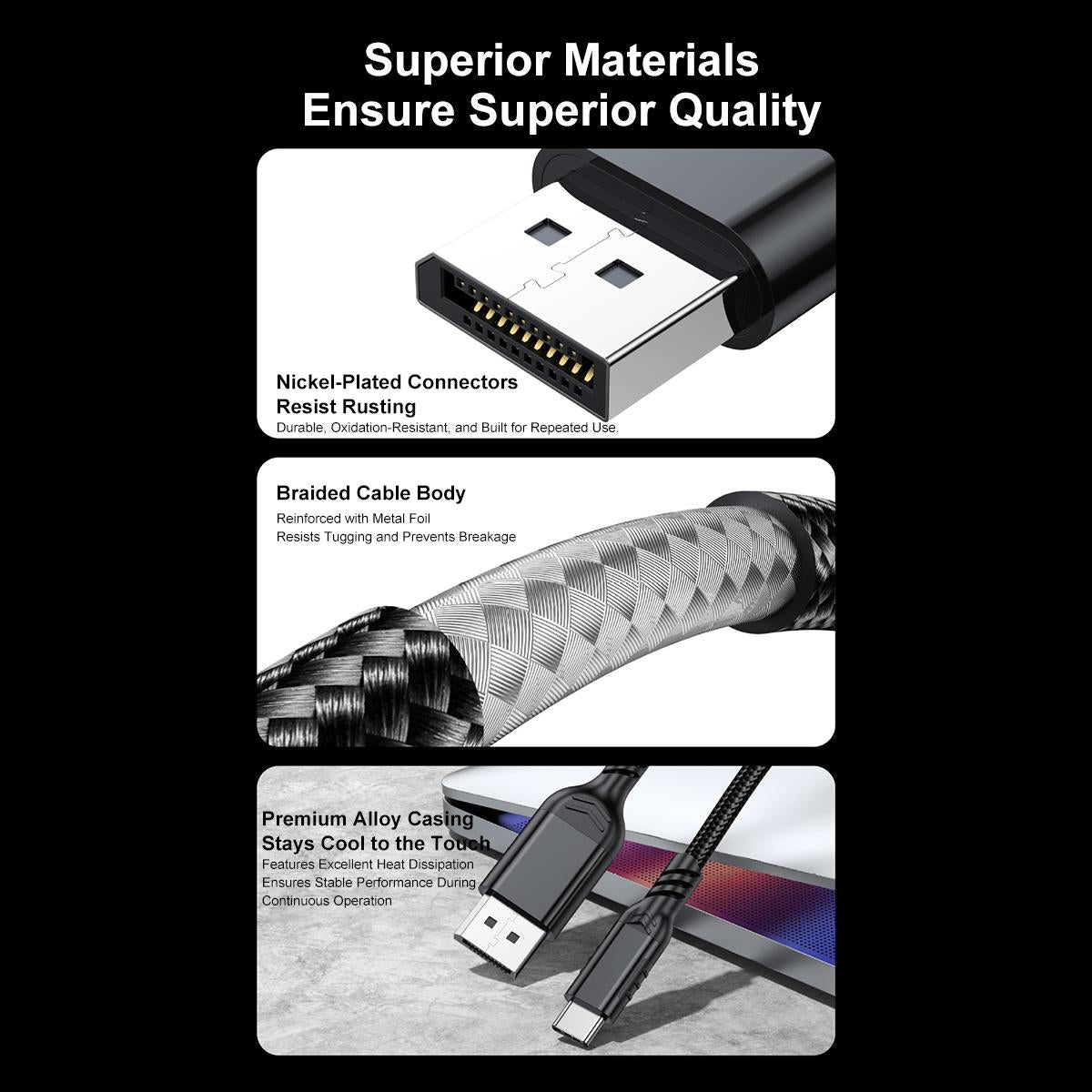 WG226 Type-C To Display Port 2.1 Adapter Cable With 16K Ultra HD Support