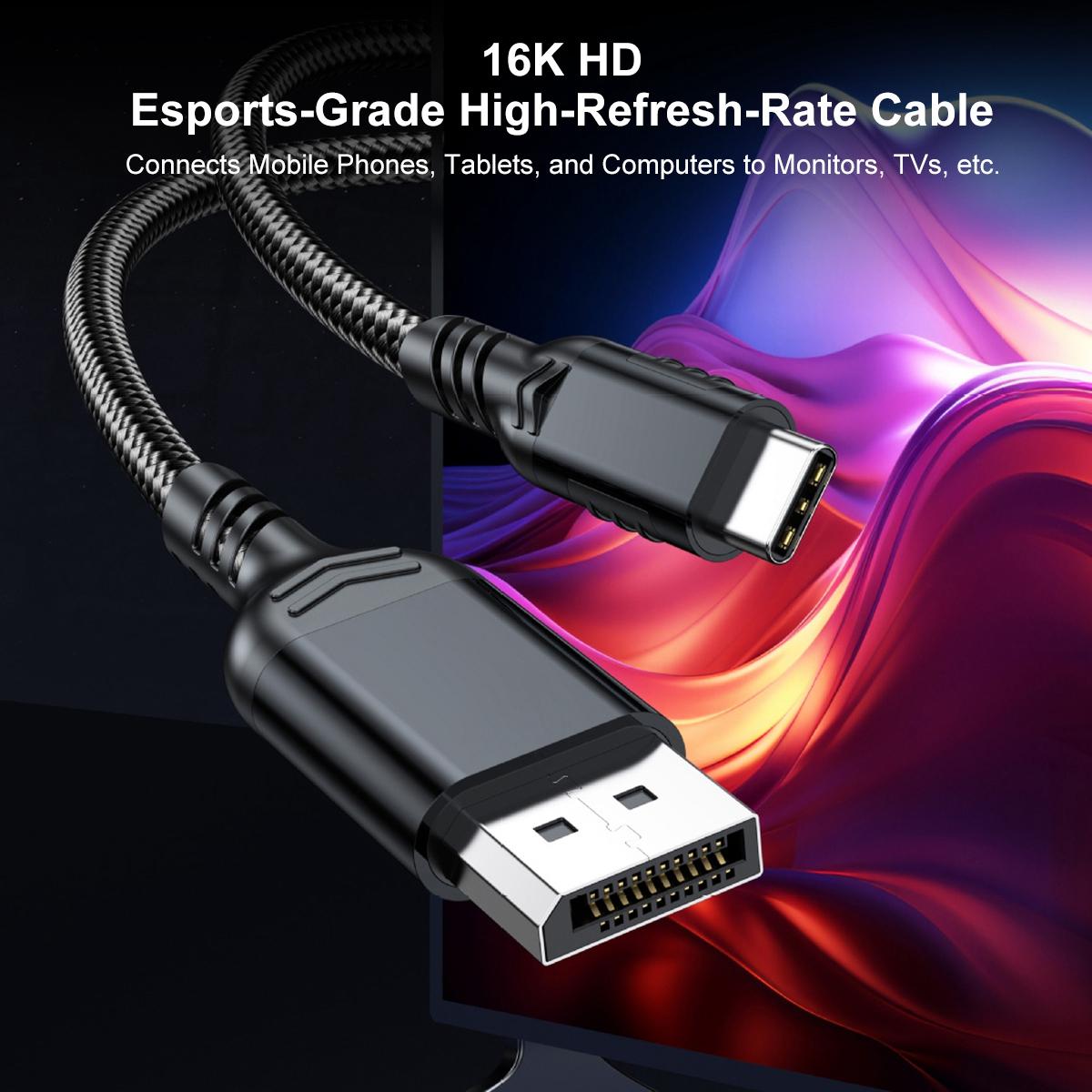 WG226 Type-C To Display Port 2.1 Adapter Cable With 16K Ultra HD Support