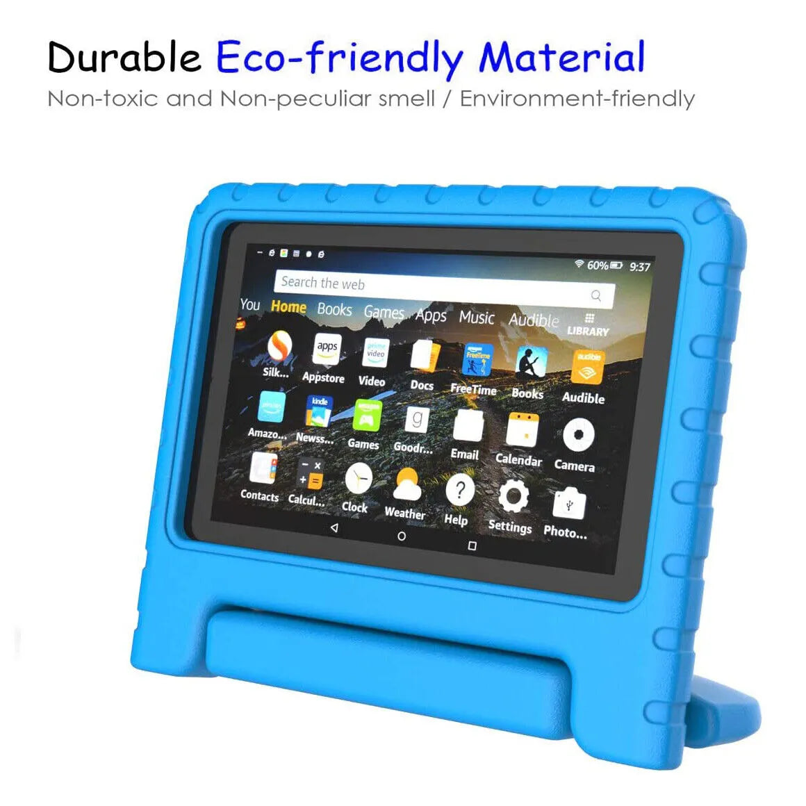 For Amazon Fire 7 2019 Kids Case Shockproof Cover With Stand - Blue