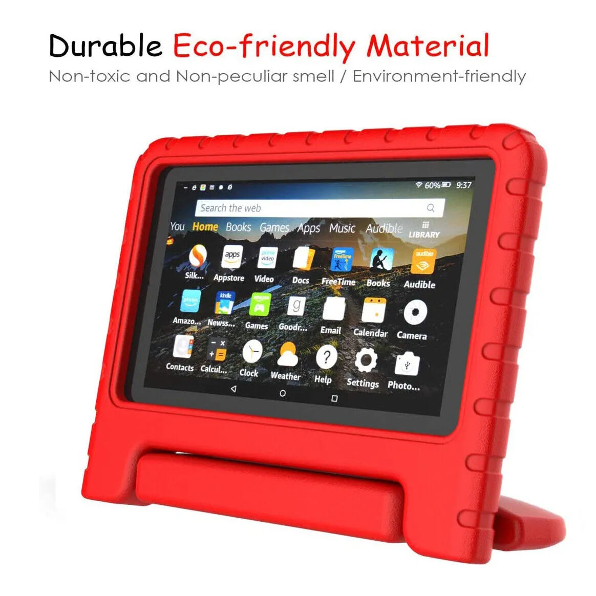 For Amazon Fire 7 2019 Kids Case Shockproof Cover With Stand - Red