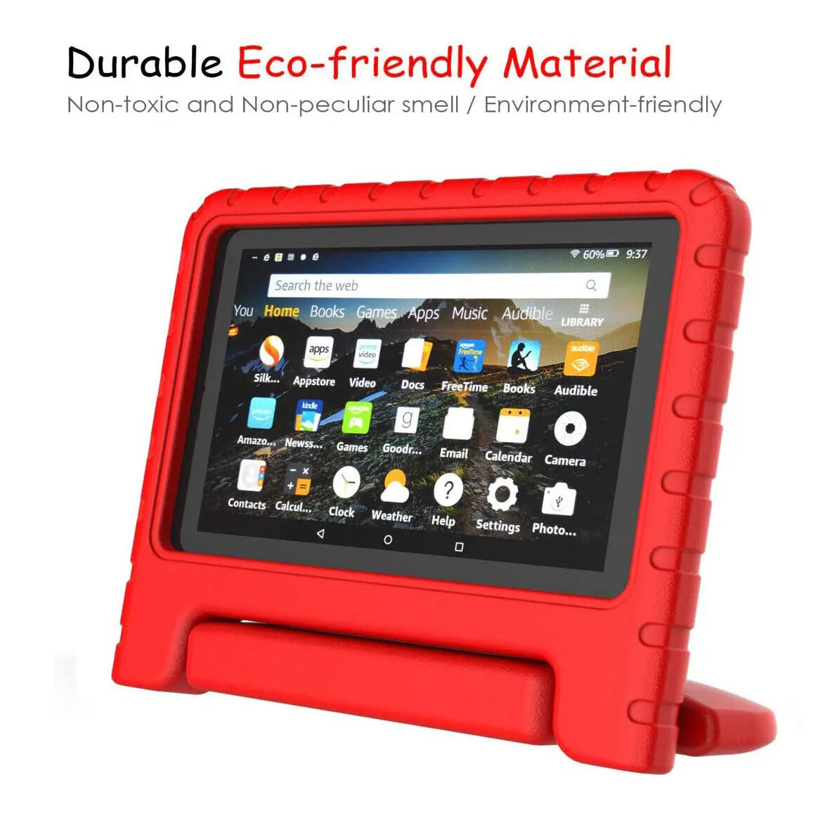 For Amazon Fire 7 2022 12th Gen Kids Case Shockproof Cover With Stand - Red