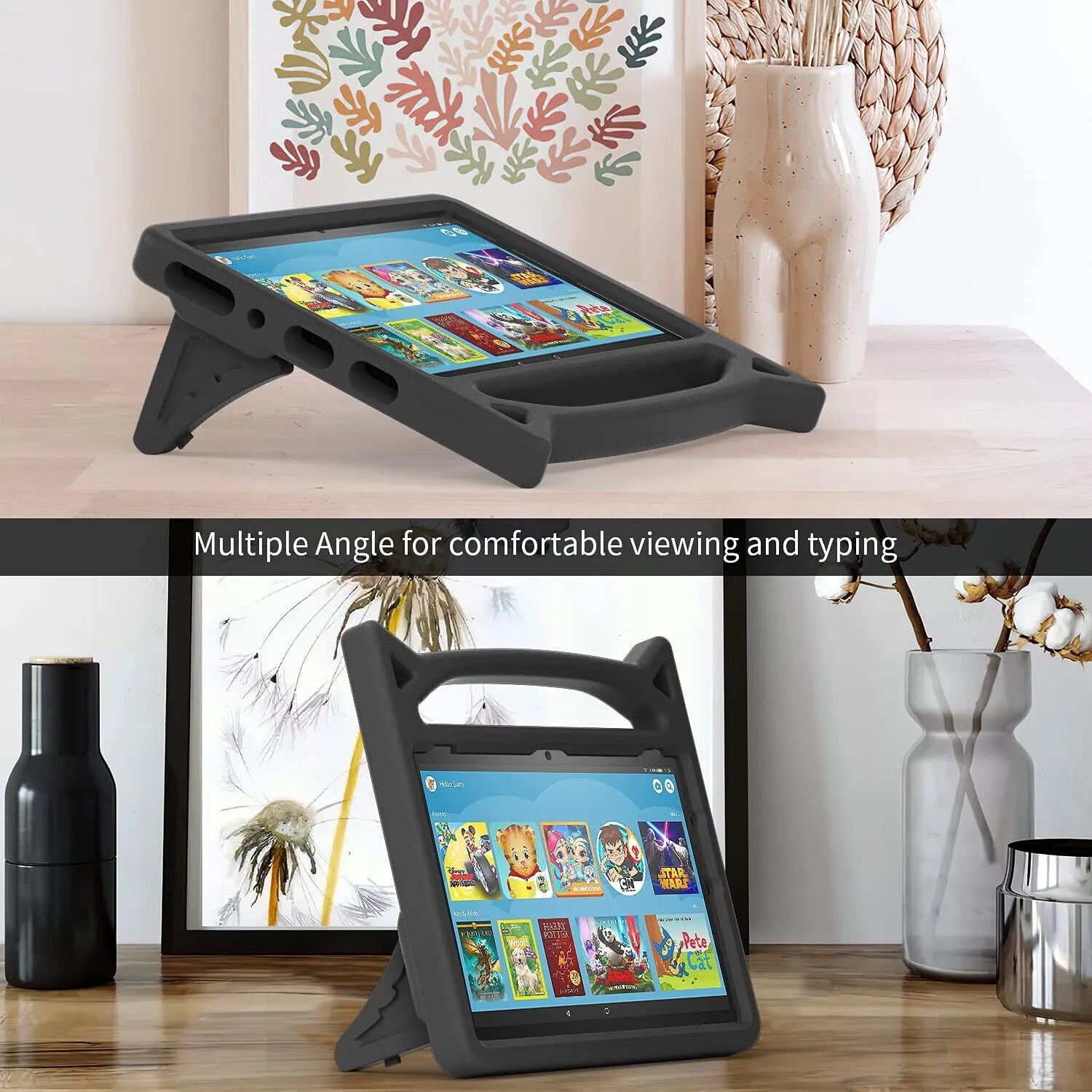 For Amazon Fire HD 10 2021 11th Gen Kids Case Shockproof Cover With Stand - Black