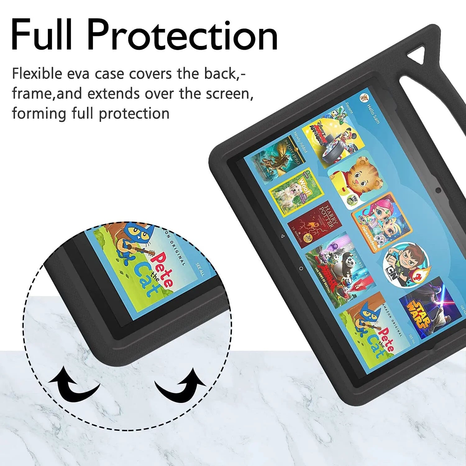 For Amazon Fire HD 10 2021 11th Gen Kids Case Shockproof Cover With Stand - Black