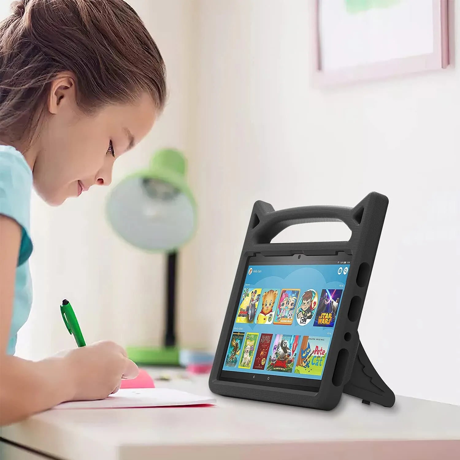 For Amazon Fire HD 10 2021 11th Gen Kids Case Shockproof Cover With Stand - Black