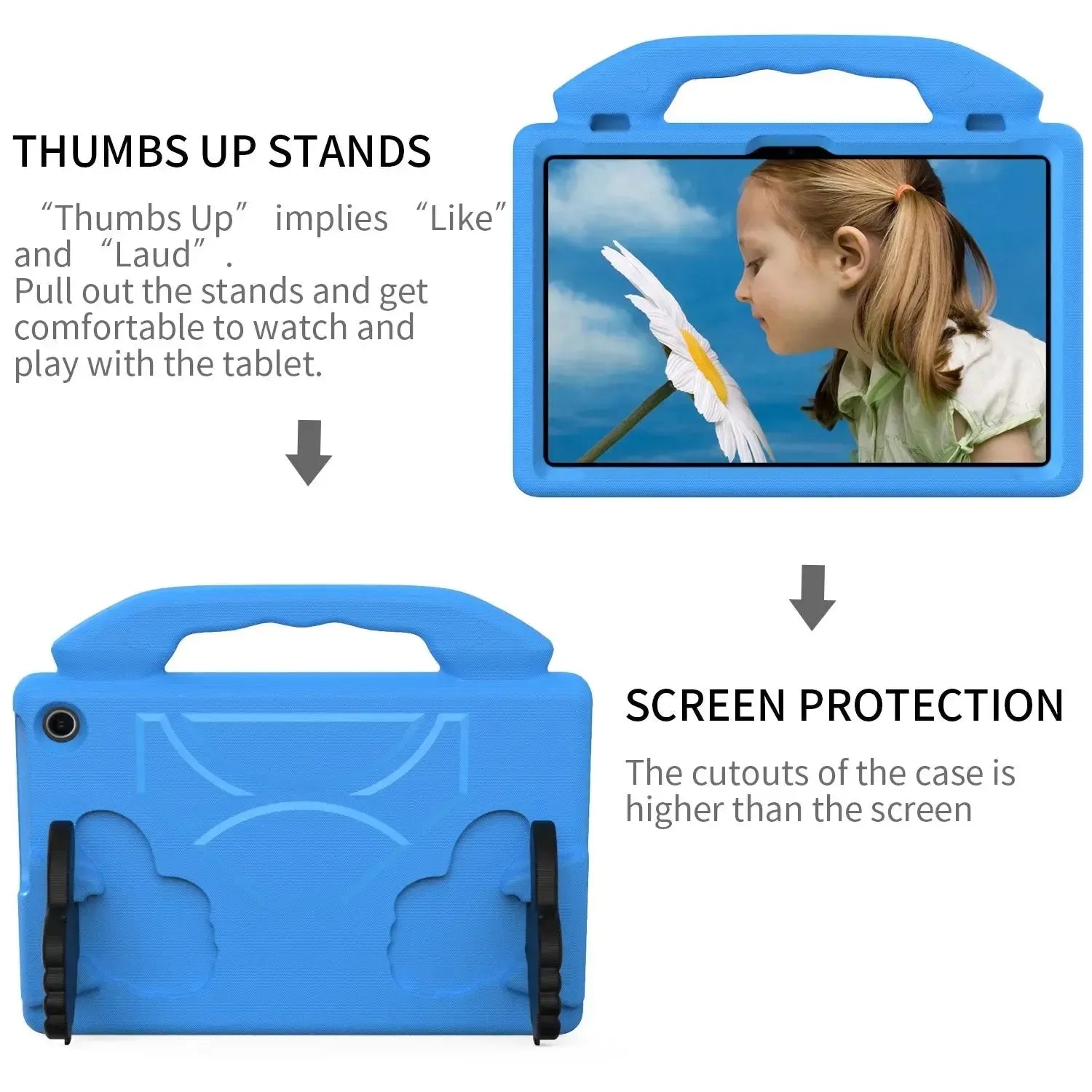 For Amazon Fire HD 10 2021 11th Gen Kids Case Shockproof Cover With Stand - Blue