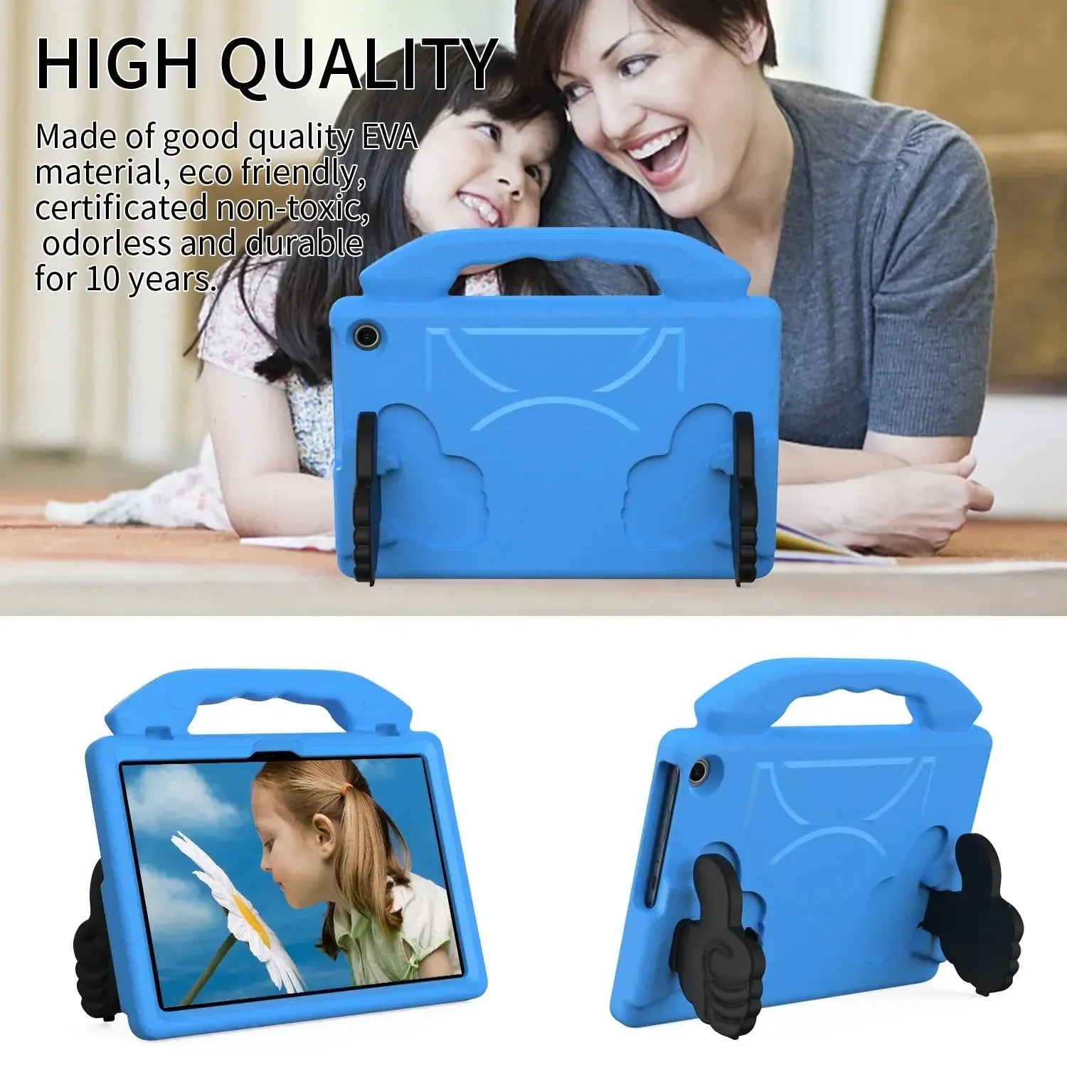 For Amazon Fire HD 10 2021 11th Gen Kids Case Shockproof Cover With Stand - Blue