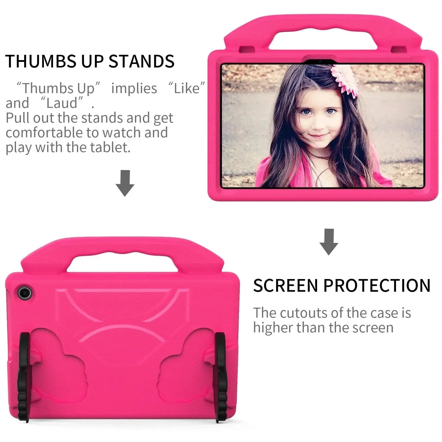 For Amazon Fire HD 10 2023 13th Gen Kids Case Shockproof Cover With Stand - Pink