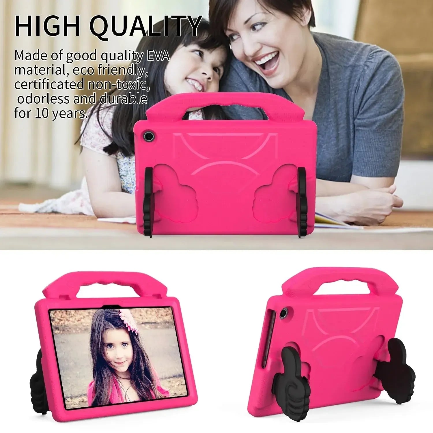 For Amazon Fire HD 10 2023 13th Gen Kids Case Shockproof Cover With Stand - Pink