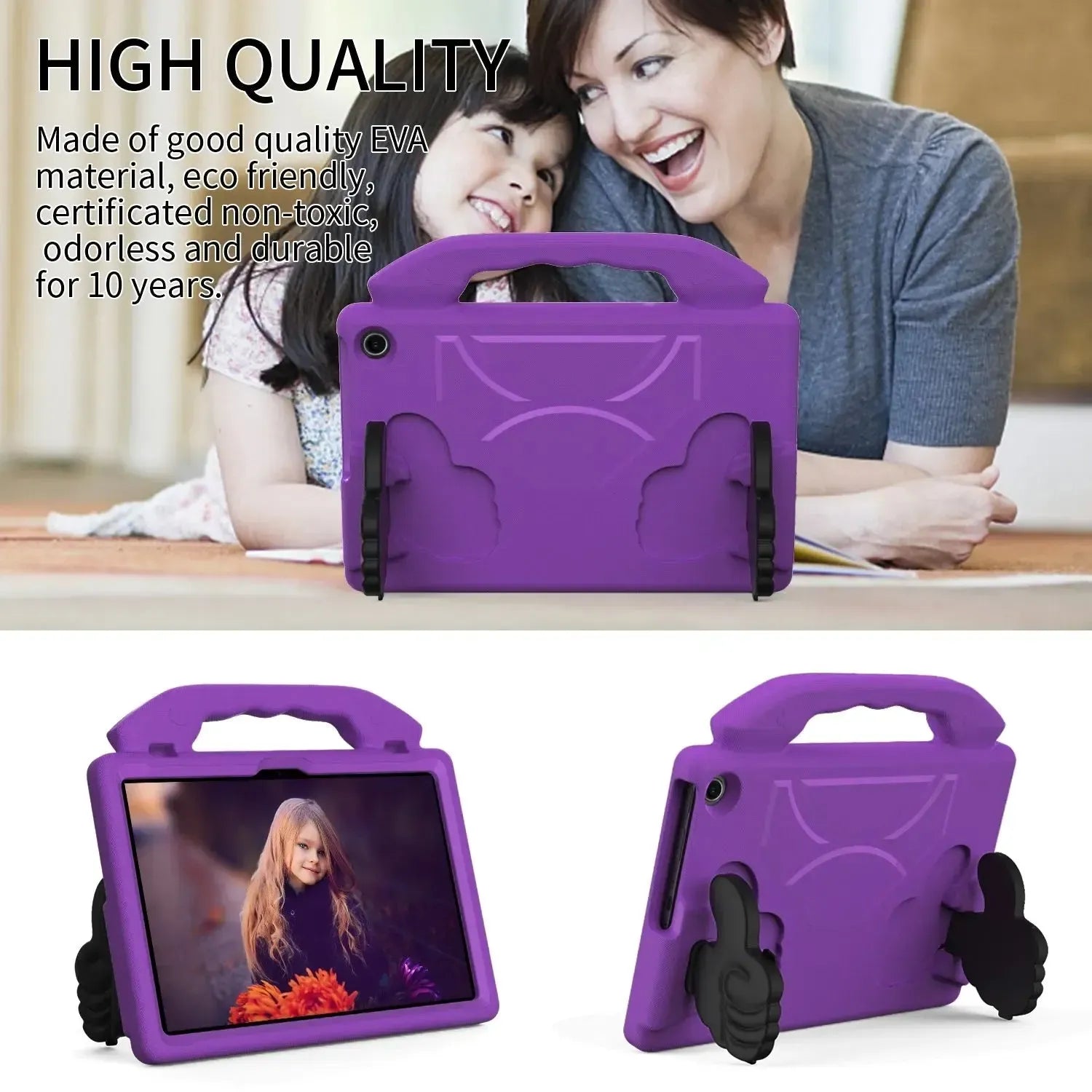 For Amazon Fire HD 10 2023 13th Gen Kids Case Shockproof Cover With Stand - Purple