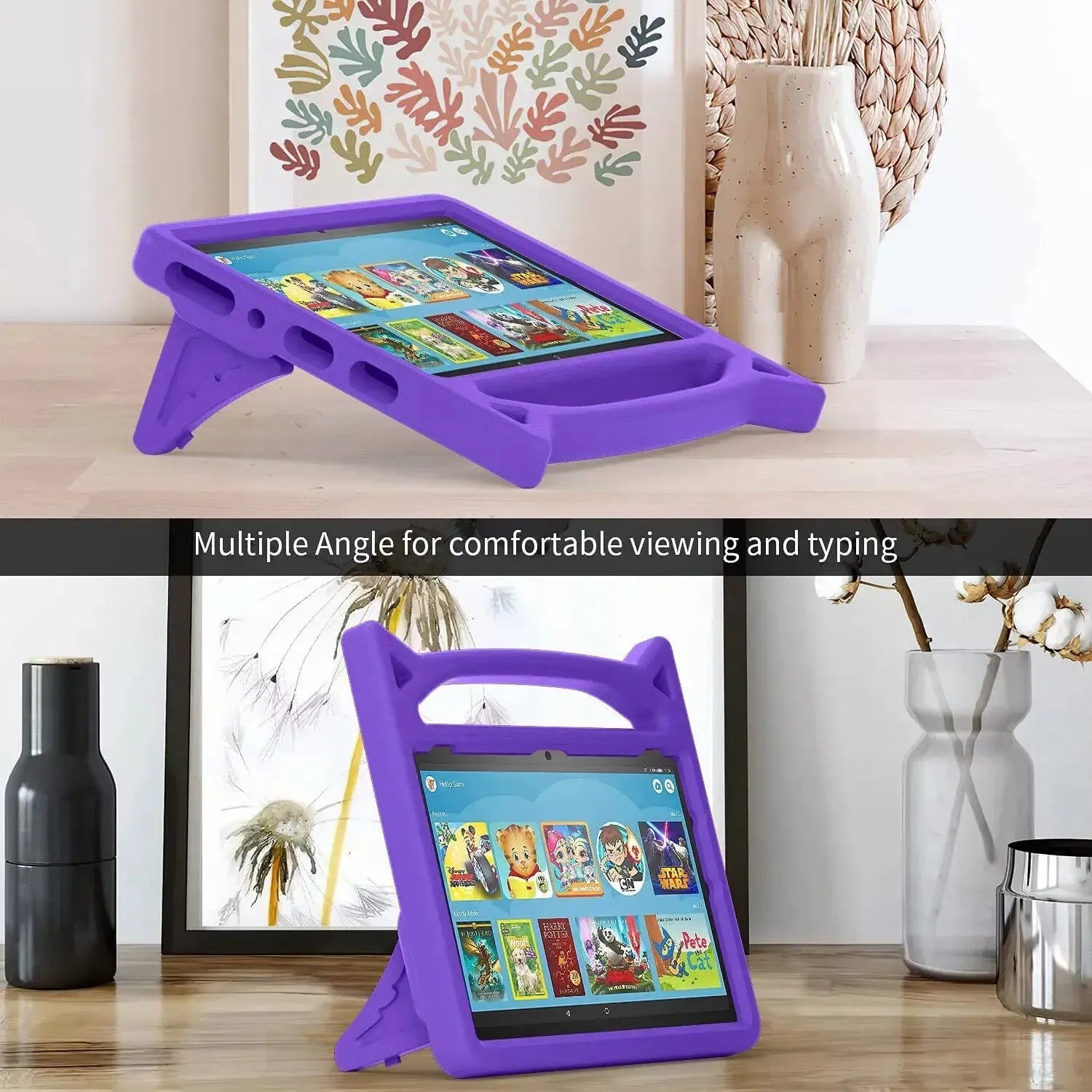 For Amazon Fire HD 10 2023 13th Gen Kids Case Shockproof Cover With Stand - Purple