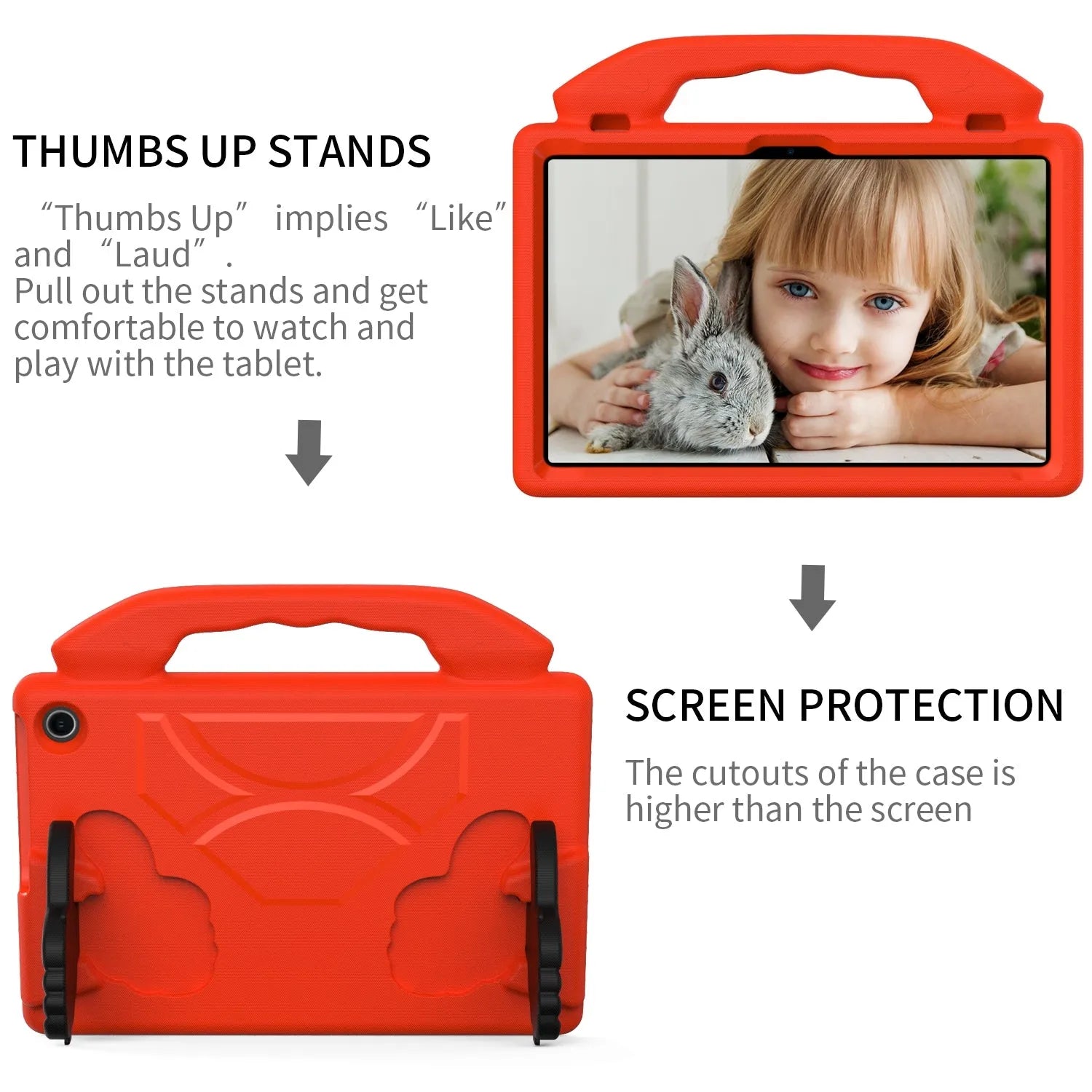 For Amazon Fire HD 10 2023 13th Gen Kids Case Shockproof Cover With Stand - Red