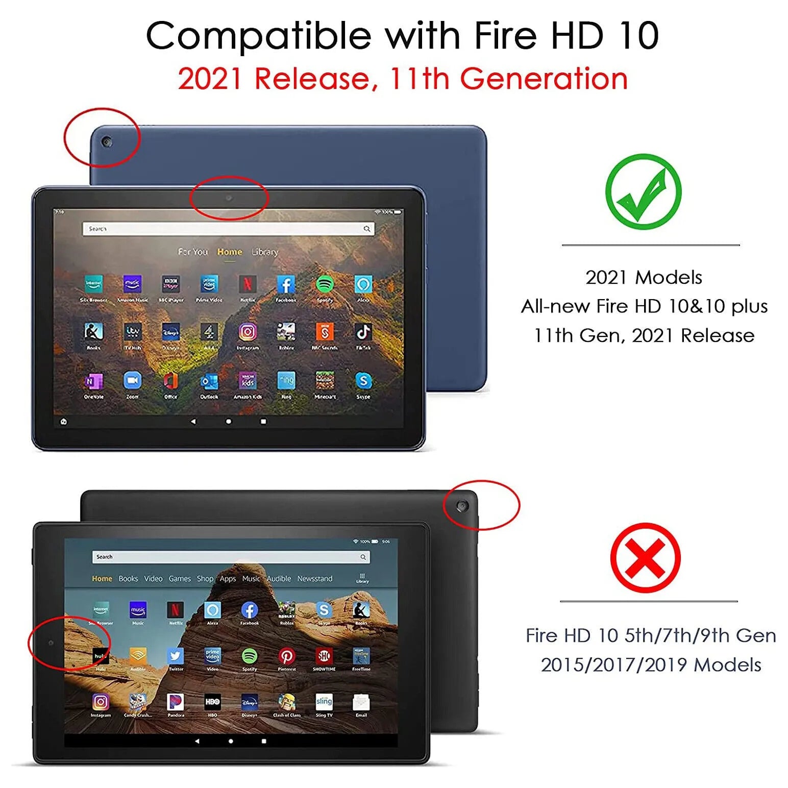 For Amazon Fire HD 10 Plus 2021 11th Gen Kids Case Shockproof Cover With Stand - Blue