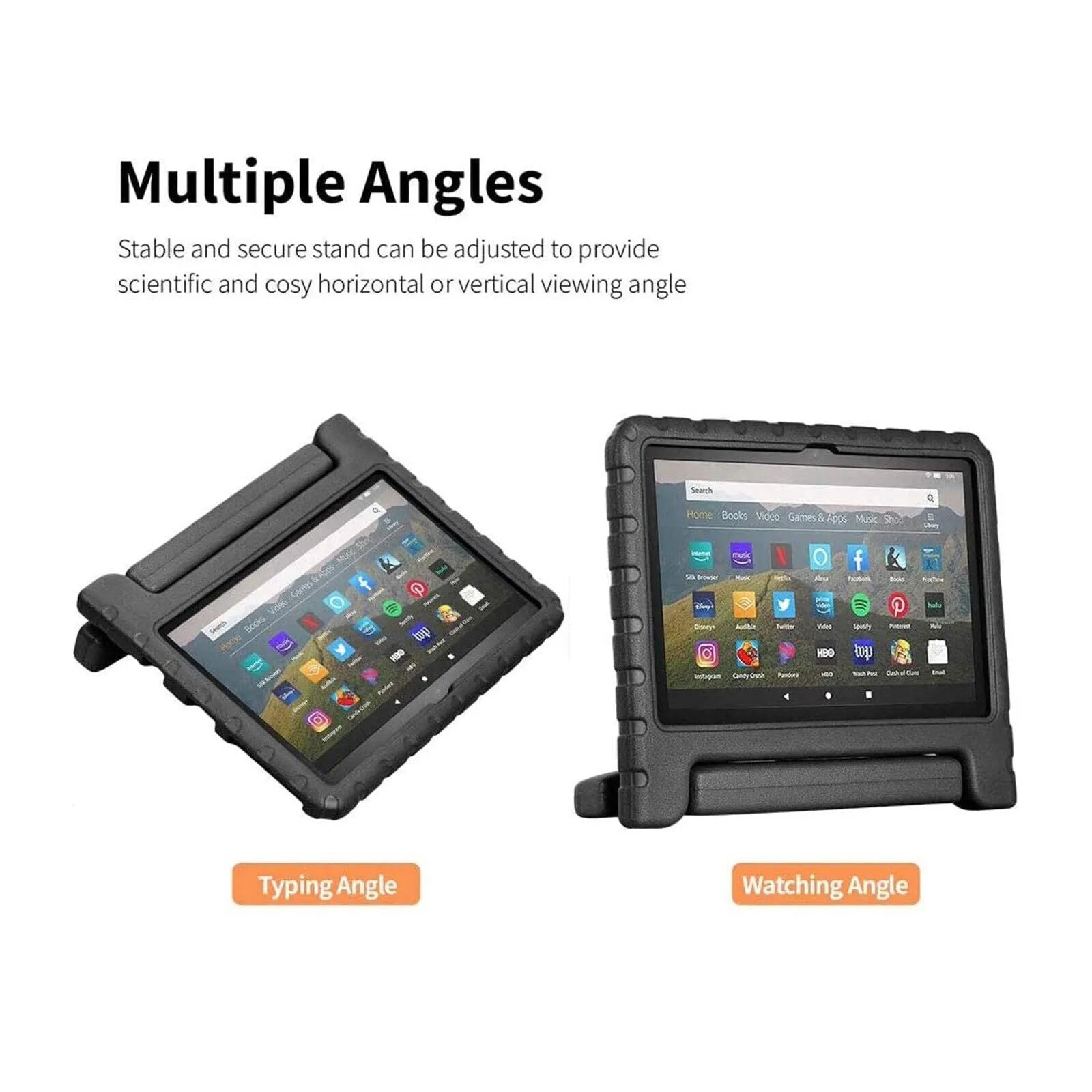For Amazon Fire HD 8 2024 12th Gen Kids Case Shockproof Cover With Stand - Black