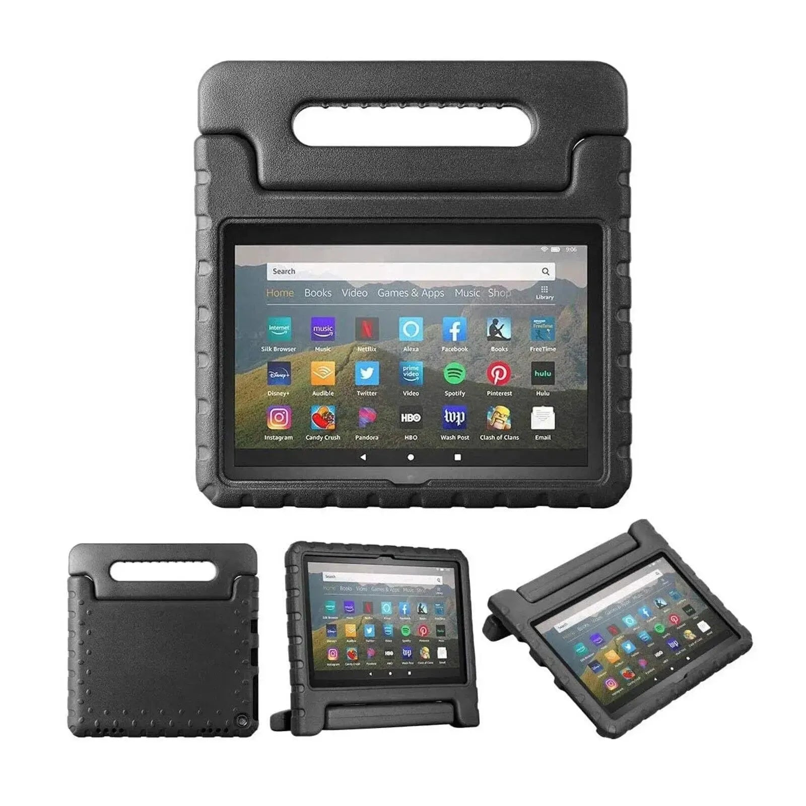 For Amazon Fire HD 8 2024 12th Gen Kids Case Shockproof Cover With Stand - Black