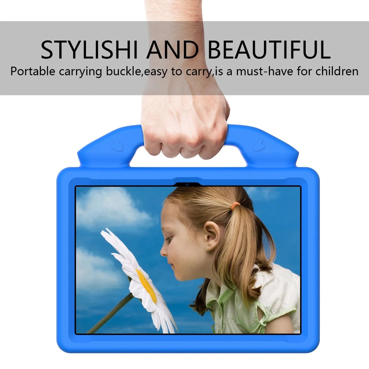 For Amazon Fire HD 8 2024 12th Gen Kids Case Shockproof Cover With Stand - Blue