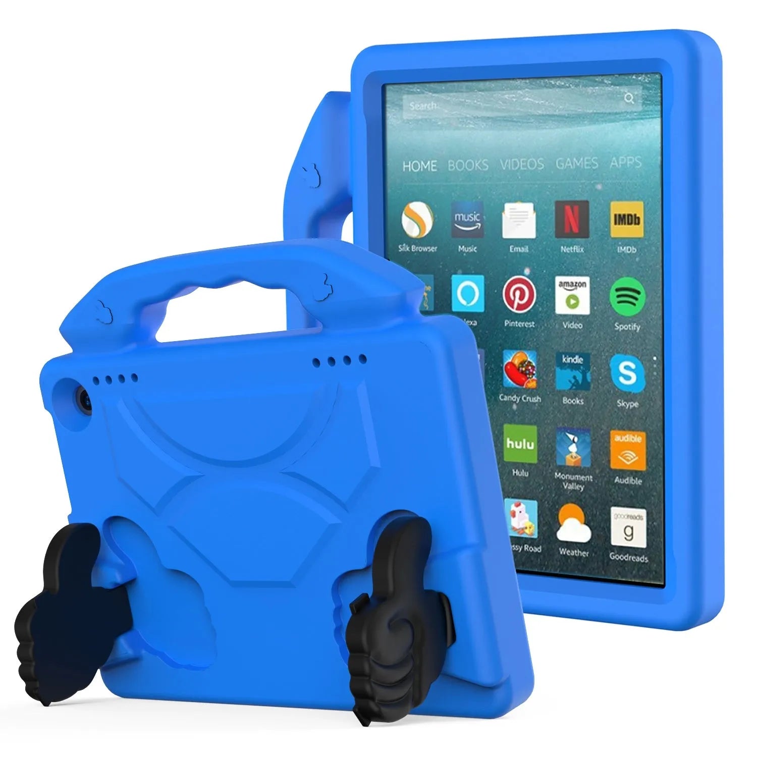 For Amazon Fire HD 8 2024 12th Gen Kids Case Shockproof Cover With Stand - Blue