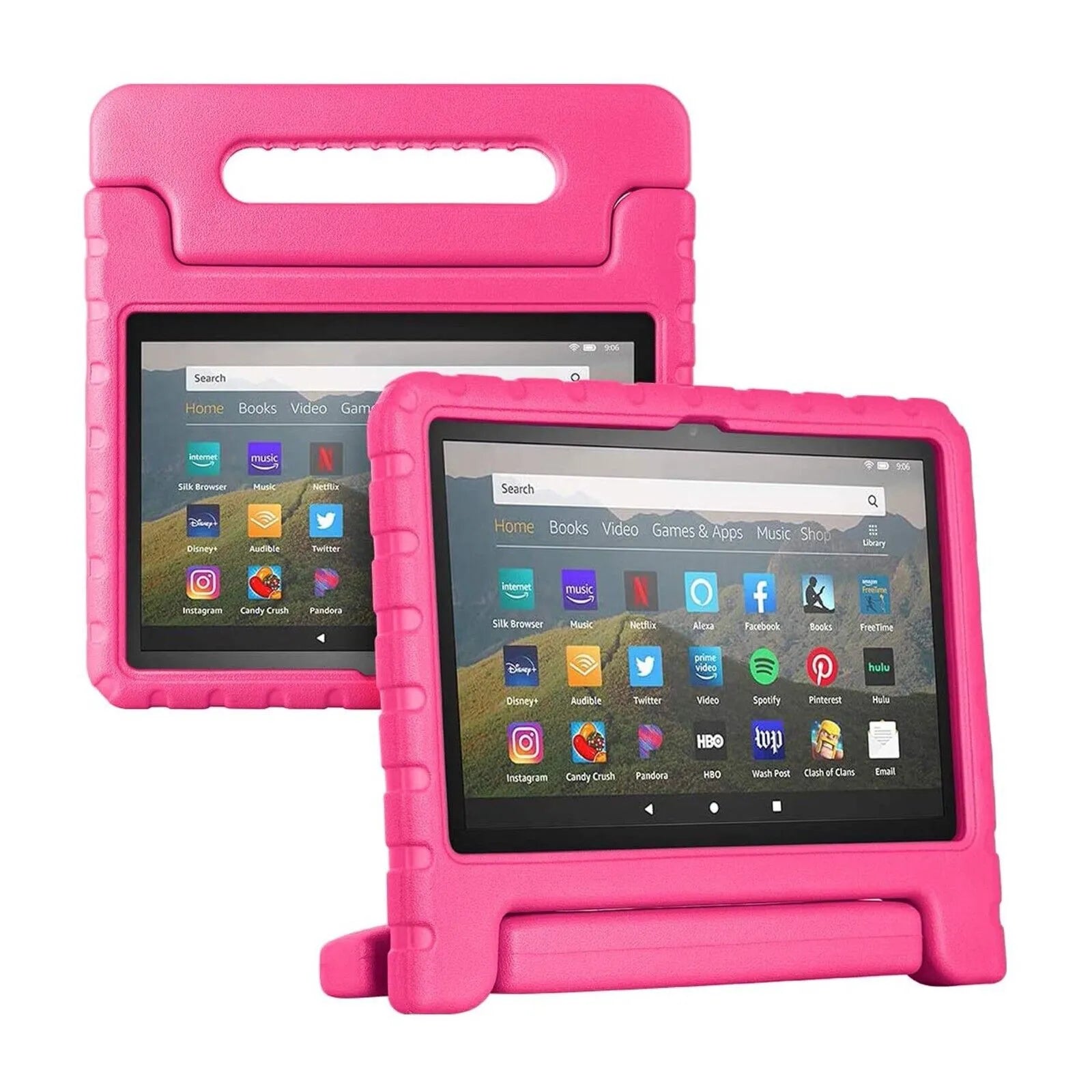 For Amazon Fire HD 8 2024 12th Gen Kids Case Shockproof Cover With Stand - Pink