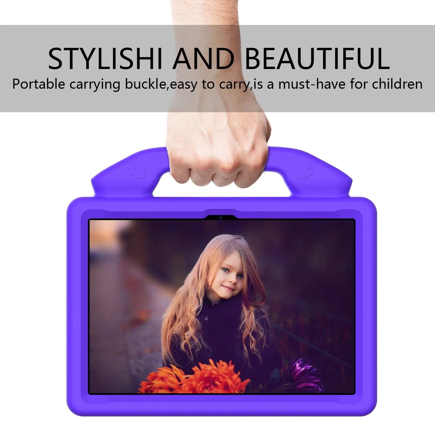 For Amazon Fire HD 8 2024 12th Gen Kids Case Shockproof Cover With Stand - Purple